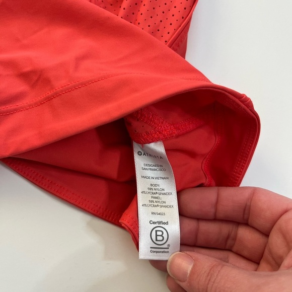 Athleta Pacifica II Tank Size Small 1/4 Zip Bright Reddish Orange - Picture 7 of 10